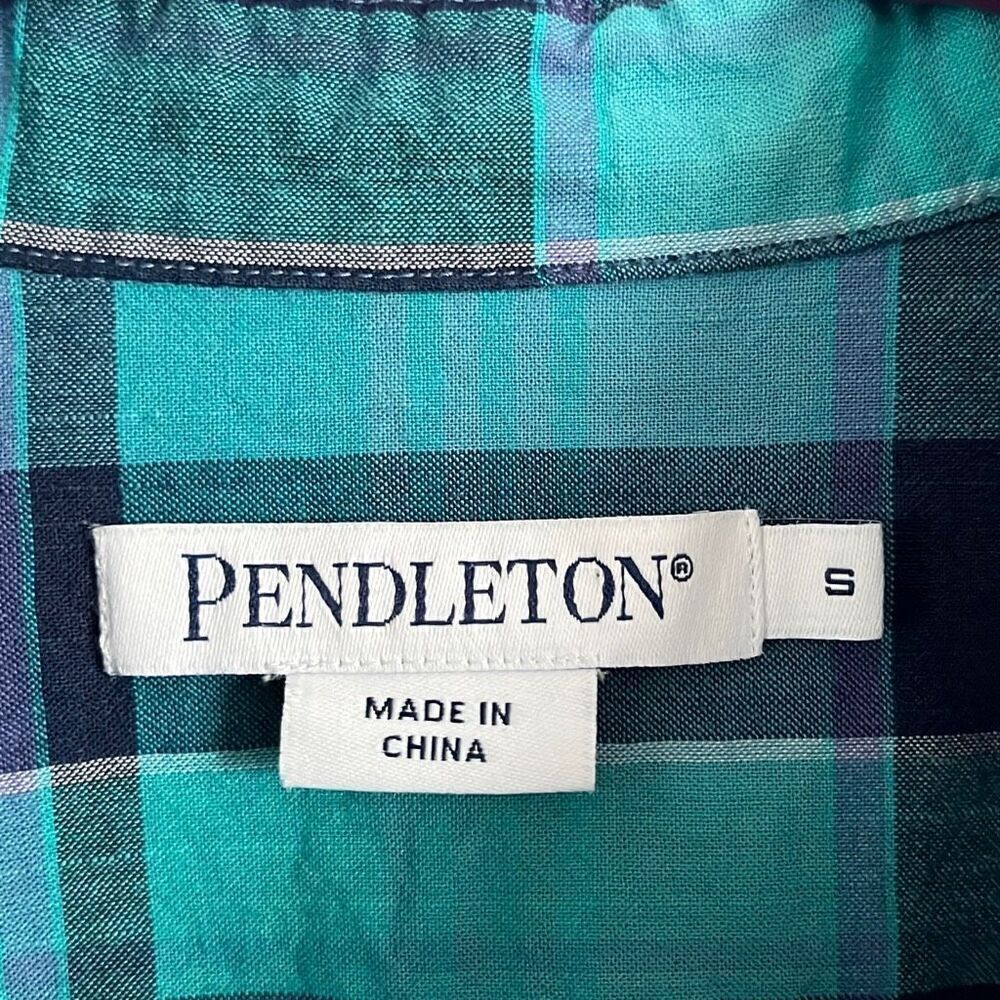 Pendleton Blue Plaid Button Down Size Small - image 4